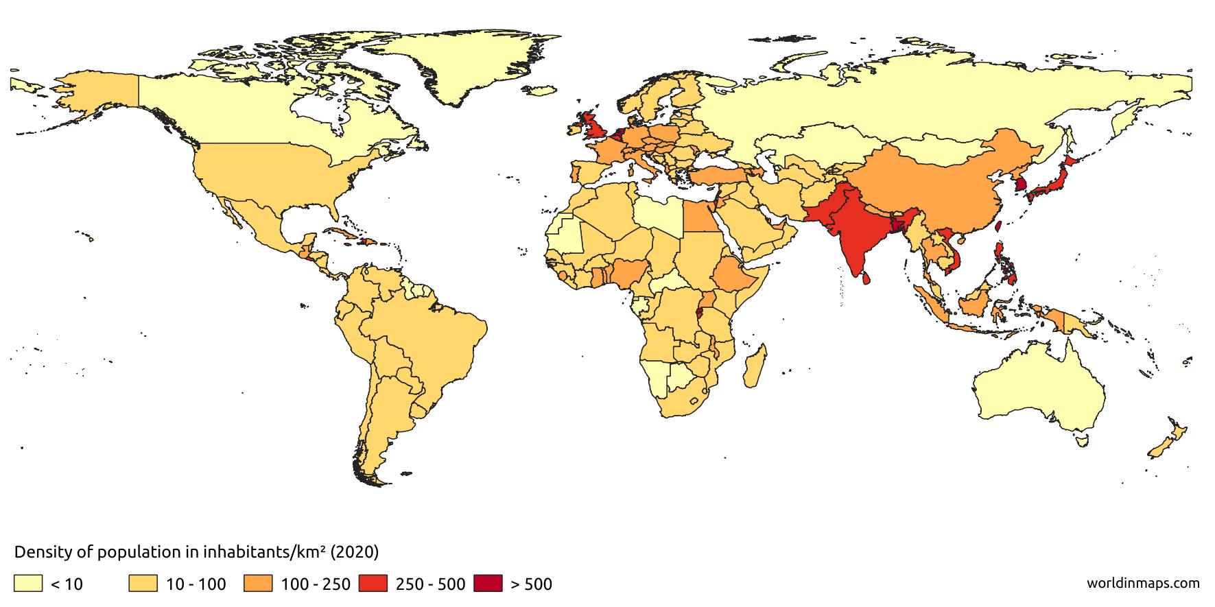 population density of the world