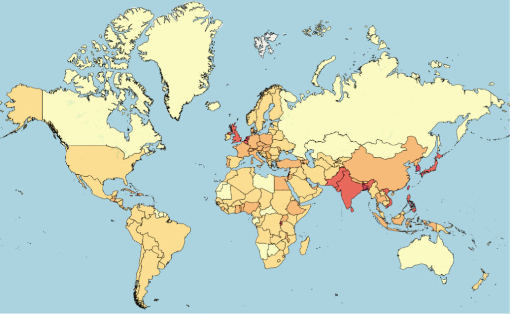 Density Of Population World In Maps