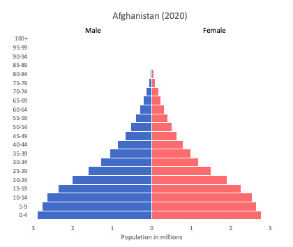 population pyramids of Afghanistan for 2020