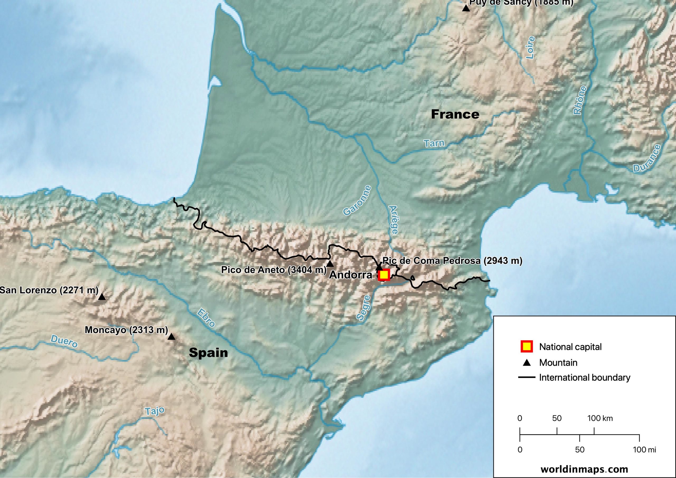 Physical Map Of Andorra Scaled 