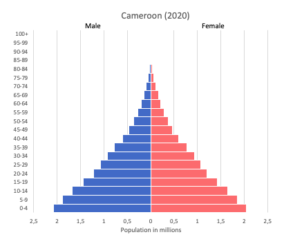 Population pyramid of Cameroon (2020)