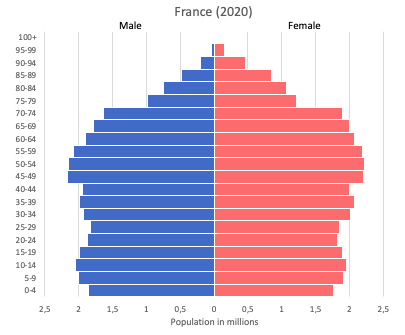 population pyramid of France (2020)