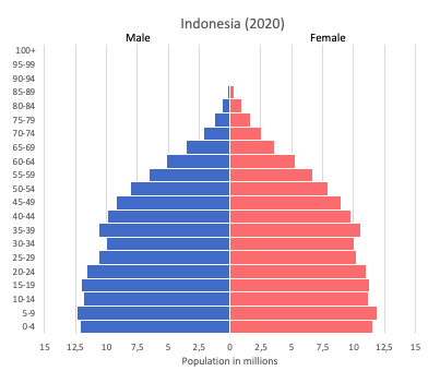 Population pyramid of Indonesia (2020)