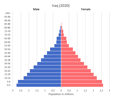 Population pyramid of Iraq (2020)