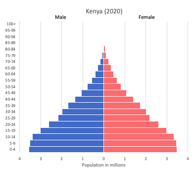 population pyramid of Kenya (2020)