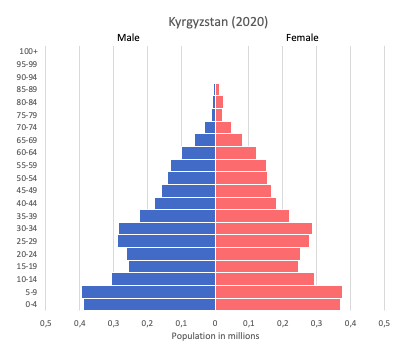 population pyramid of Kyrgyzstan (2020)