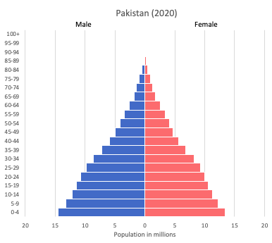 population pyramid of Pakistan (2020)