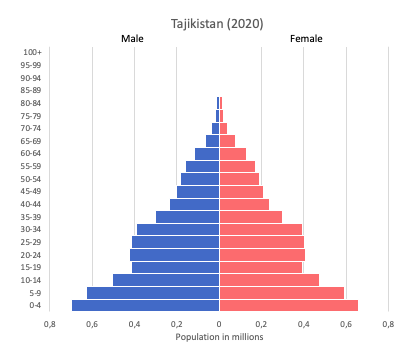 population pyramid of Tajikistan (2020)