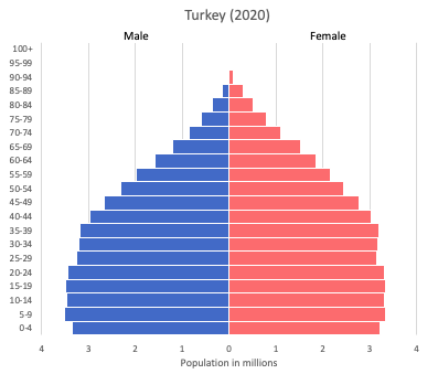 population pyramid of Turkey (2020)