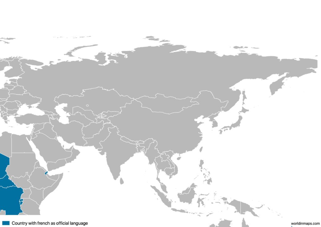 Map of the countries in Asia with french as official language
