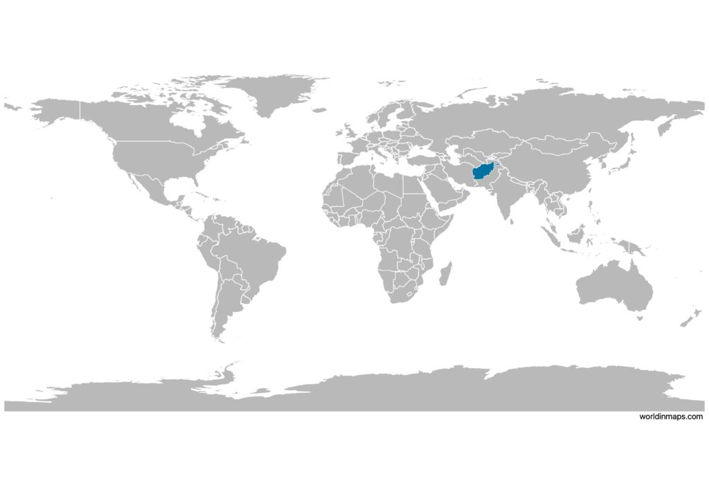 Afghanistan on the world map