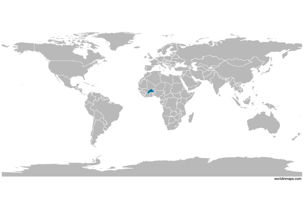 Burkina Faso on the world map
