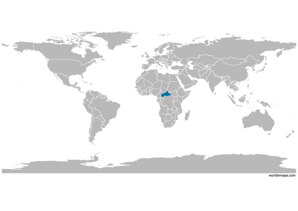 Central African Republic on the world map