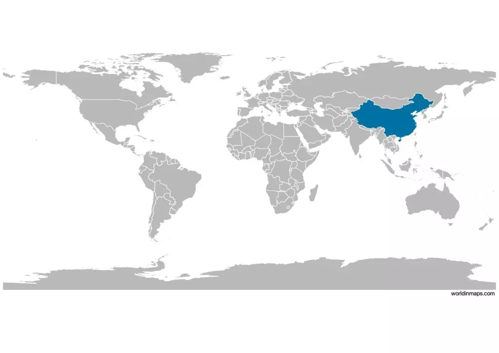 China Location On World Map