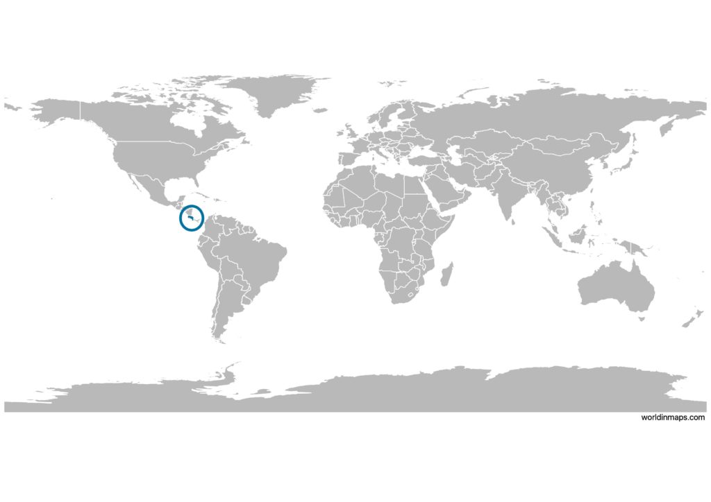 Costa Rica on the world map