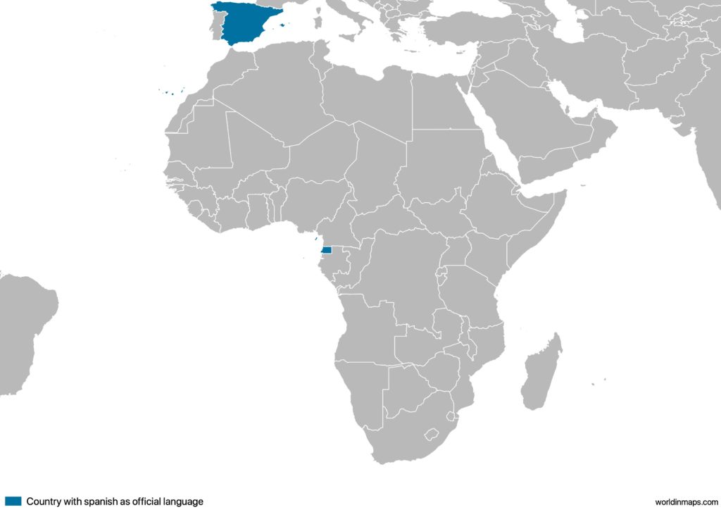 Map of the countries in Africa with Spanish as official language