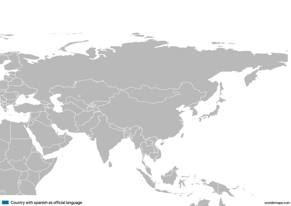 Map of the countries in Asia with Spanish as official language