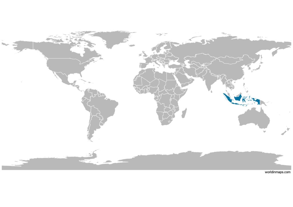 Indonesia on the world map