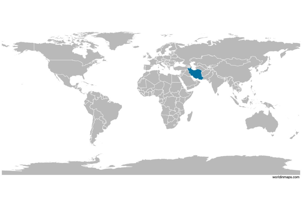 Iran on the world map