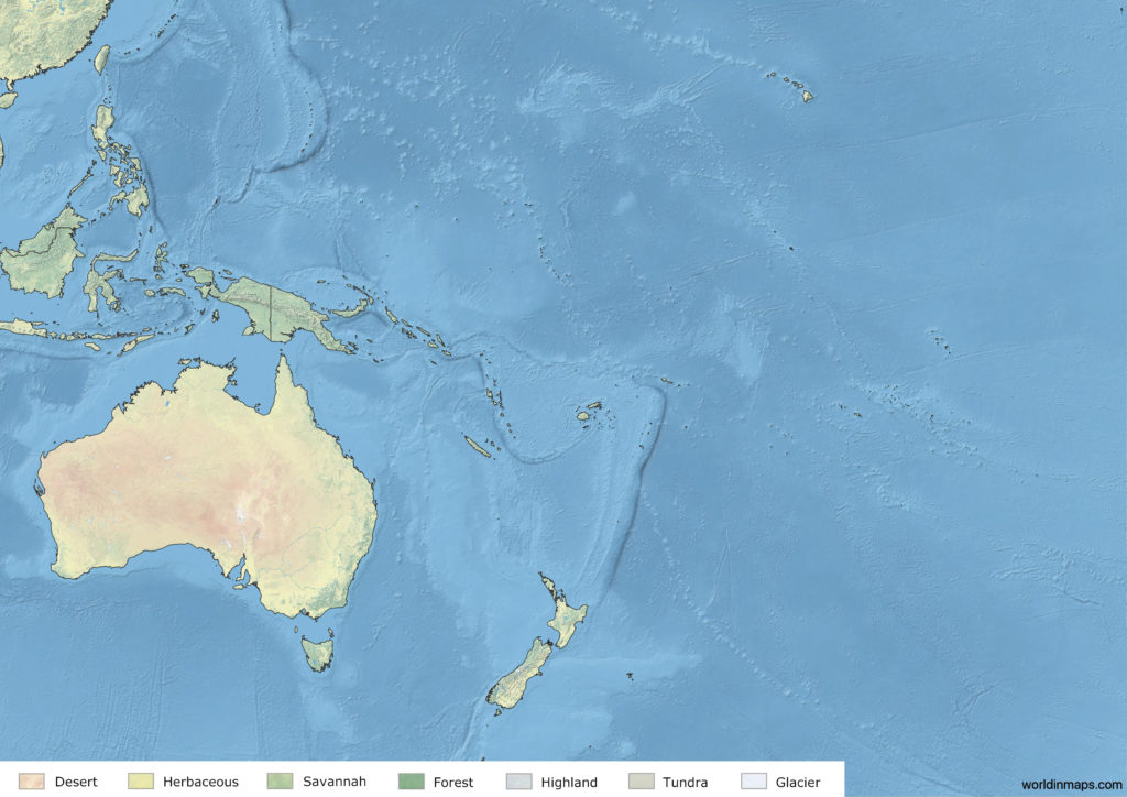 Land cover map of Oceania