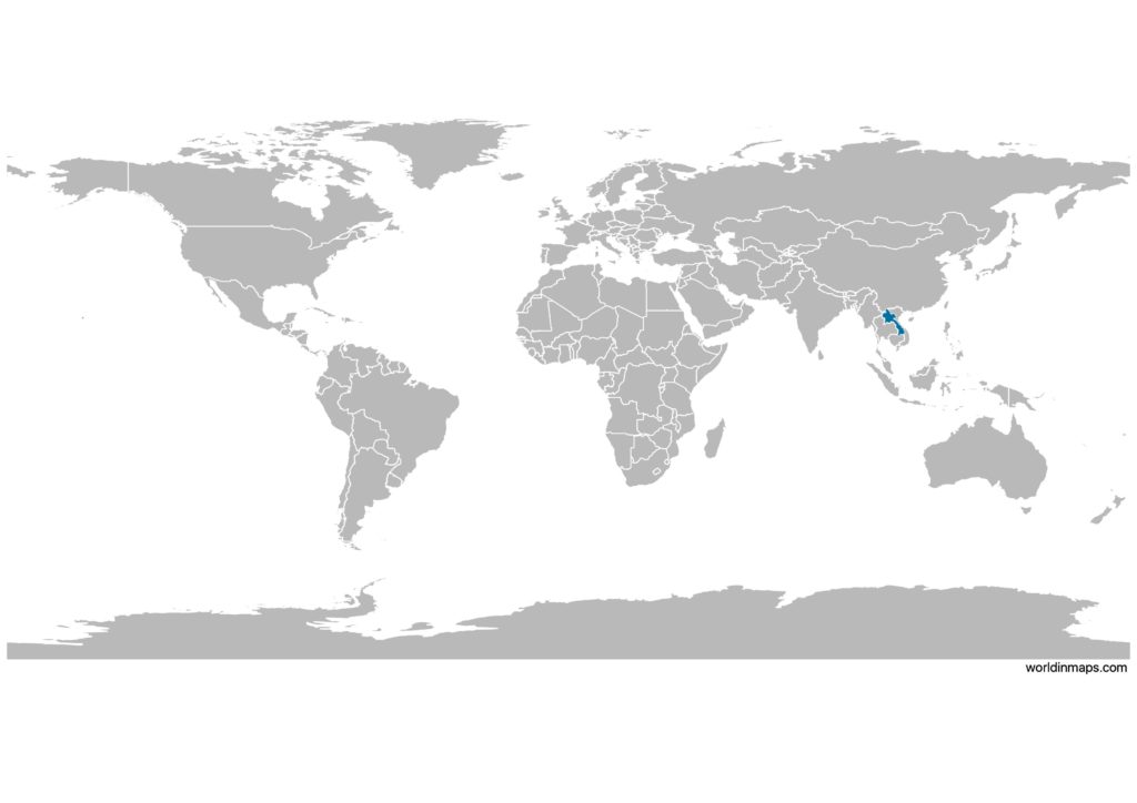 Laos on the world map
