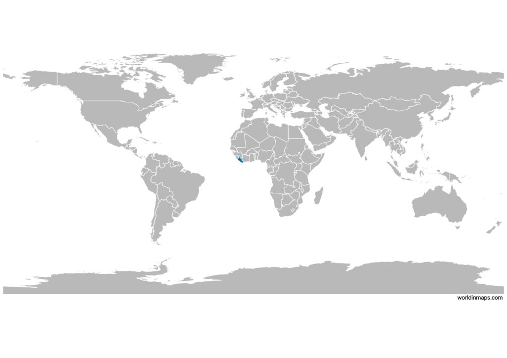 Liberia on the world map