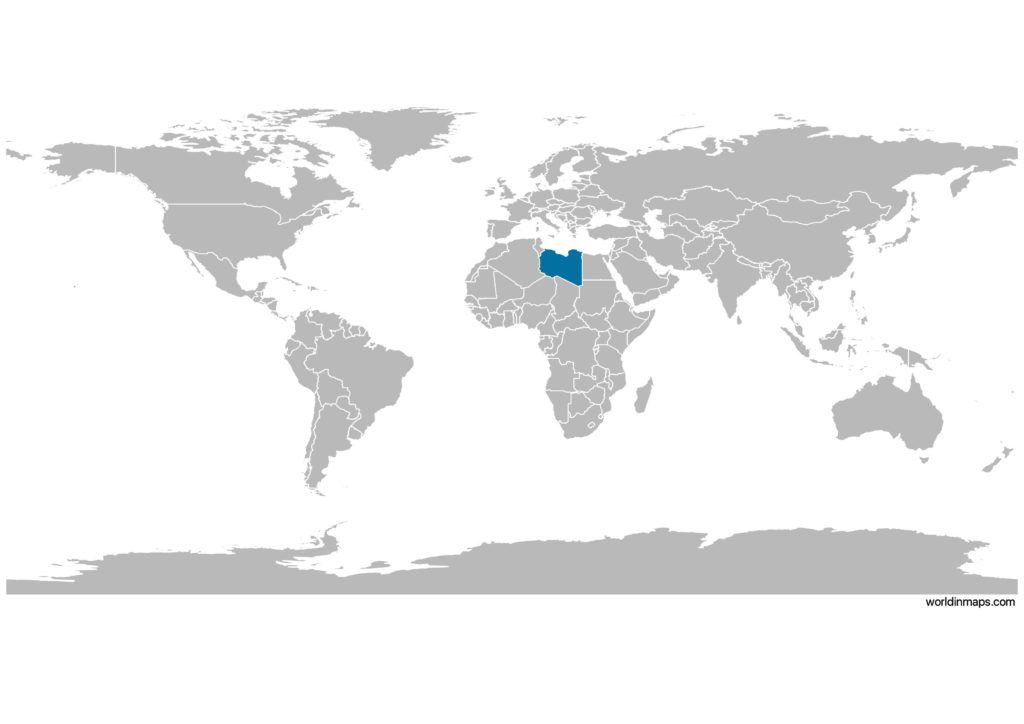 Libya on the world map