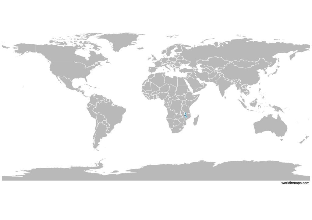 Malawi on the world map