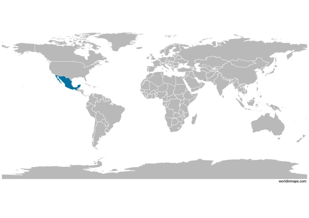 Mexico on the world map