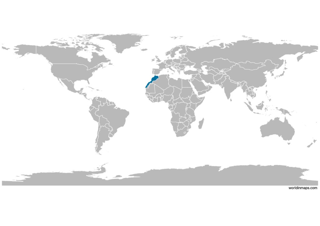 Morocco on the world map