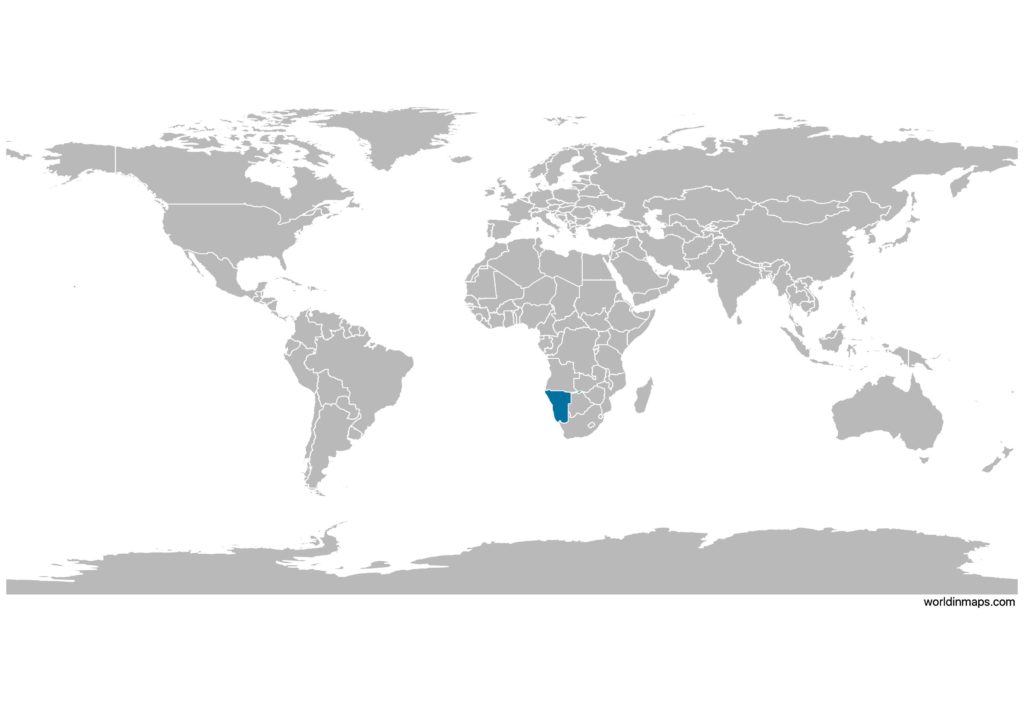 Namibia on the world map