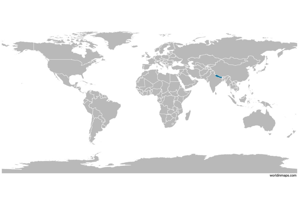 Nepal on the world map