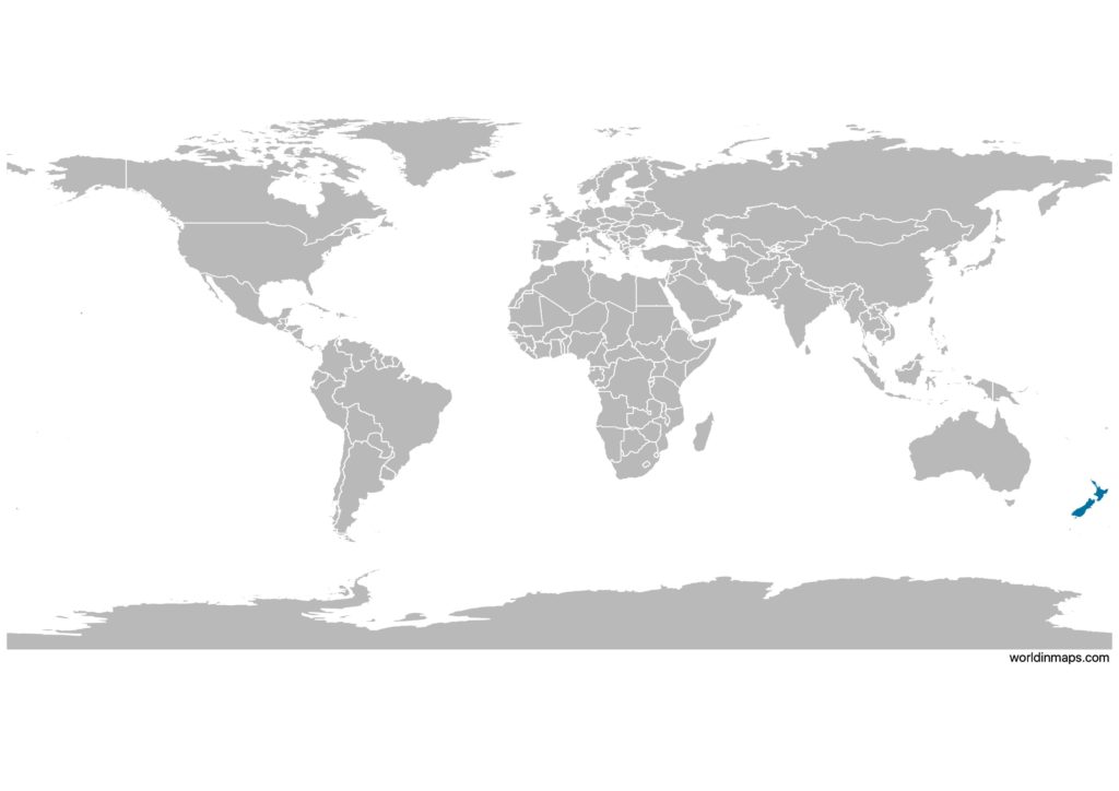 New Zealand on the world map
