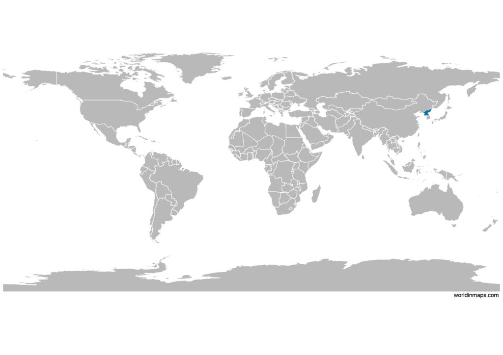 North Korea on the world map