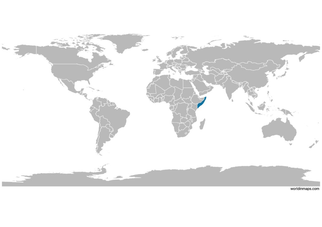 Somalia on the world map