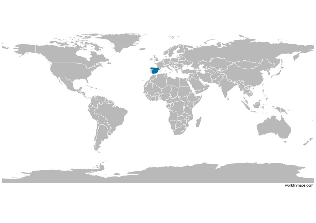 Spain on the world map