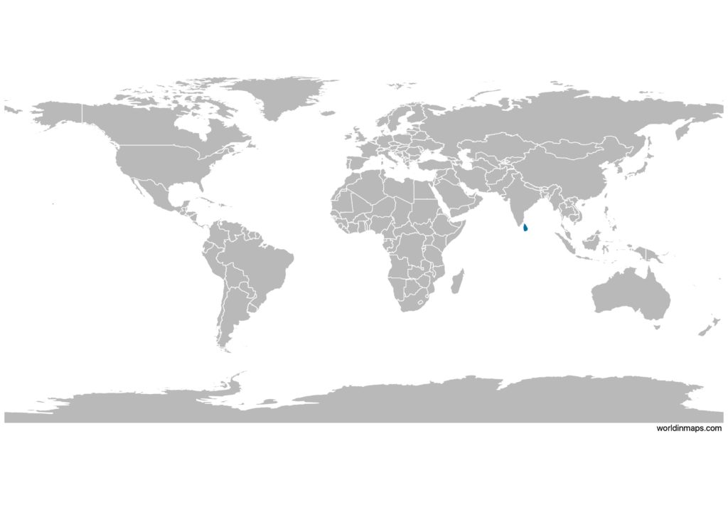 Sri Lanka on the world map