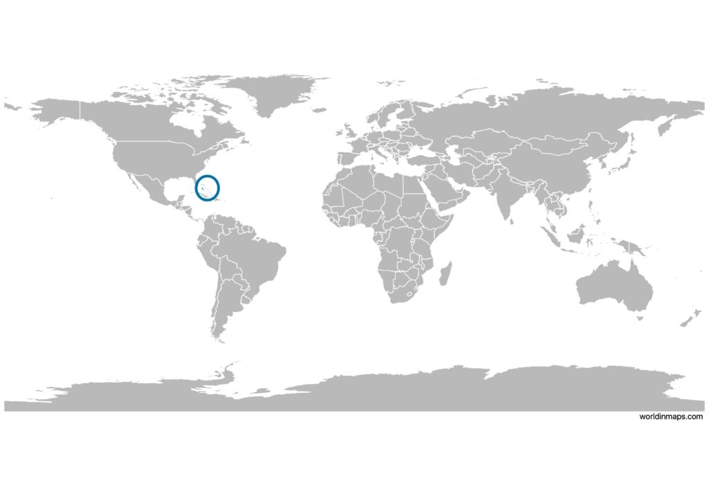 The Bahamas on the world map