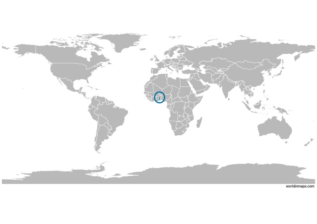 Togo on the world map