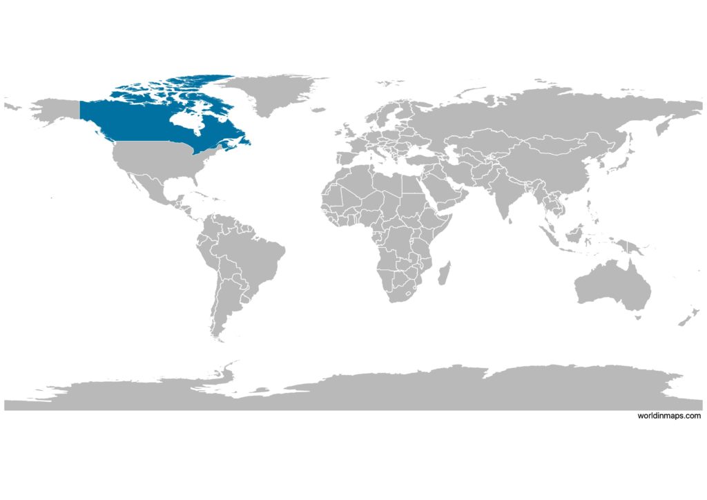 Canada on the world map