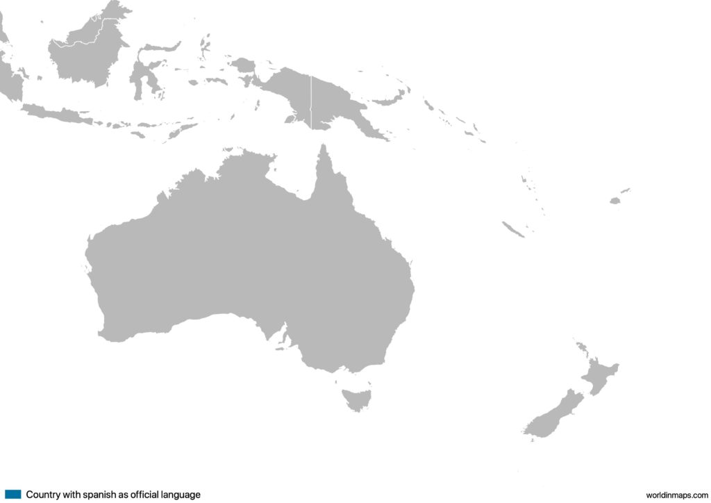 Map of the countries in Oceania with Spanish as official language