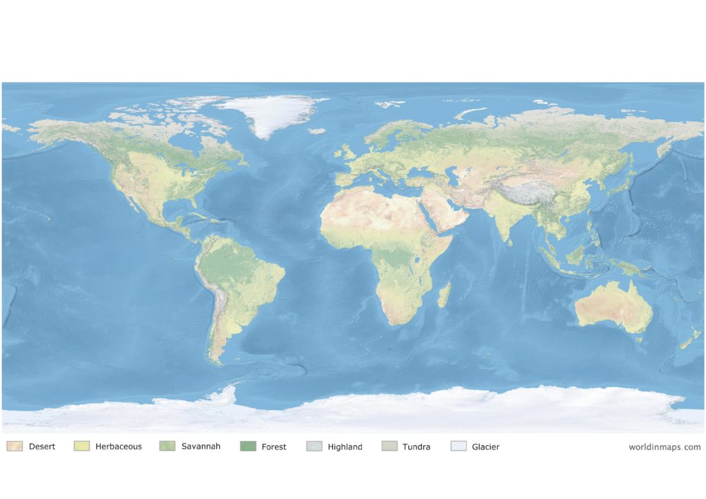 Land cover map of the world