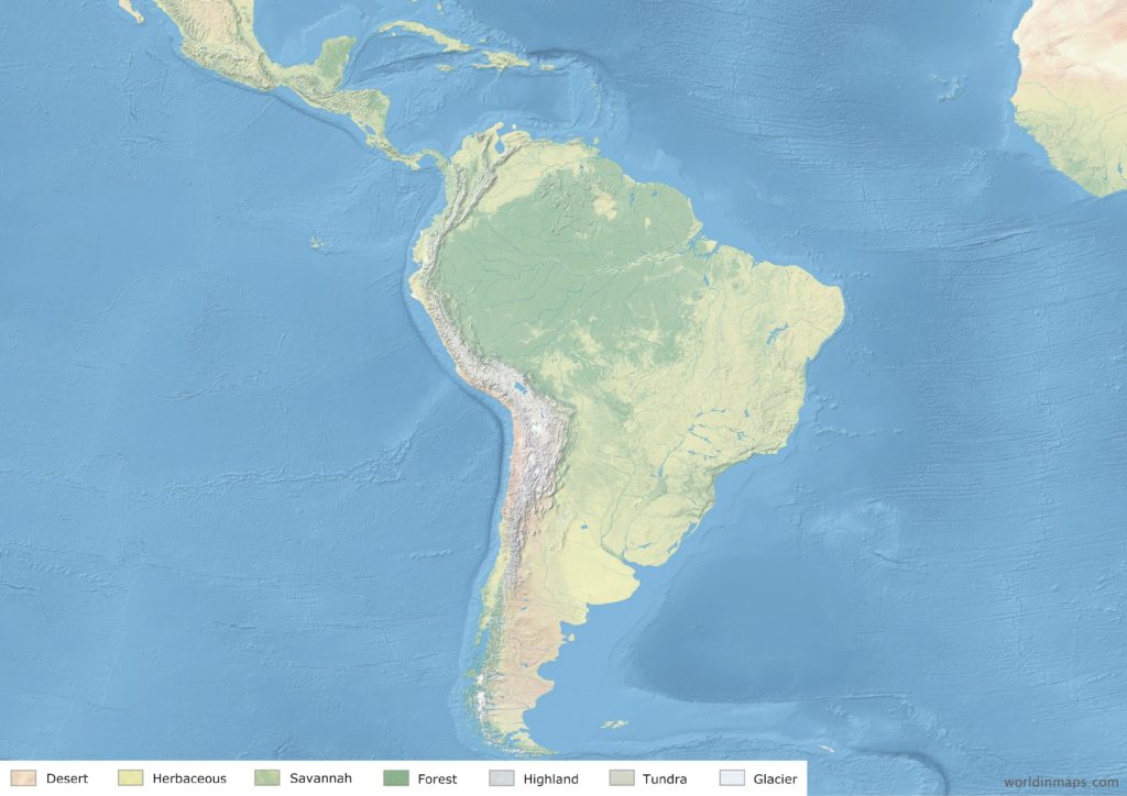 Land cover map of South America