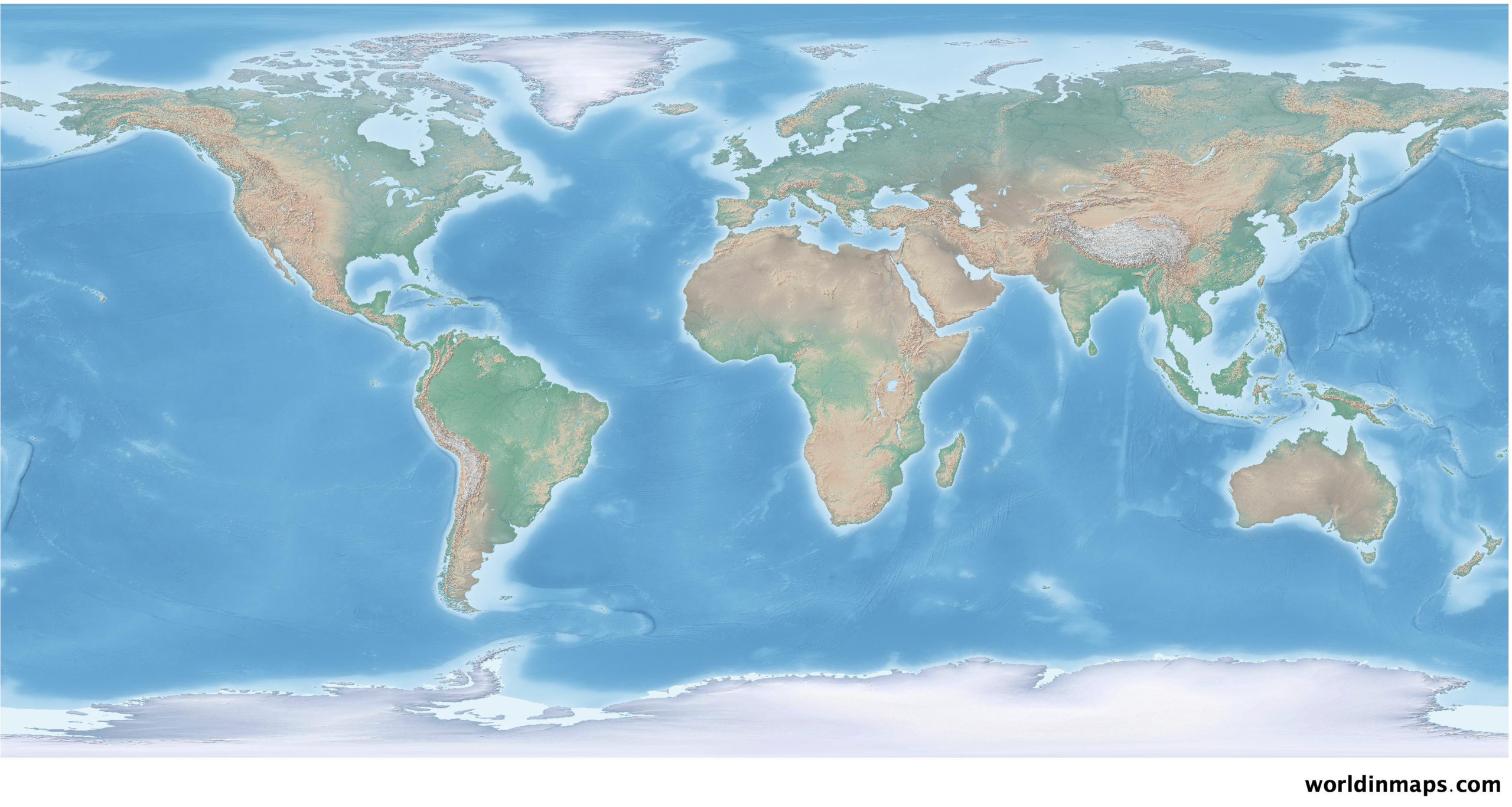 Physical Map Of The World With Labels - United States Map