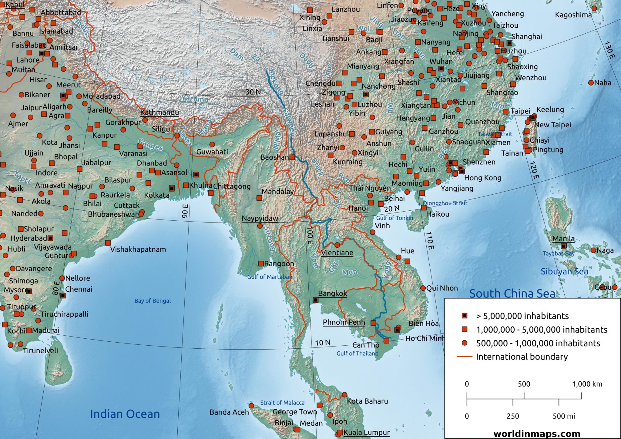 Mekong River Location On World Map - Map of world