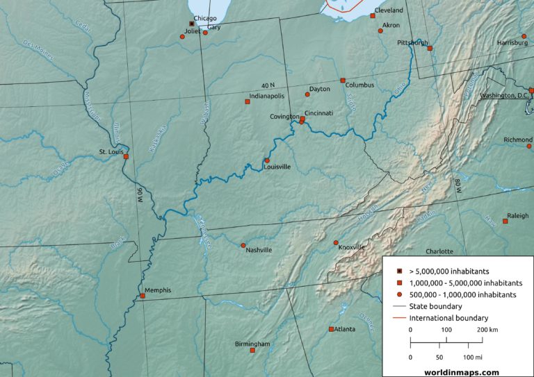 Ohio River On Usa Map - United States Map