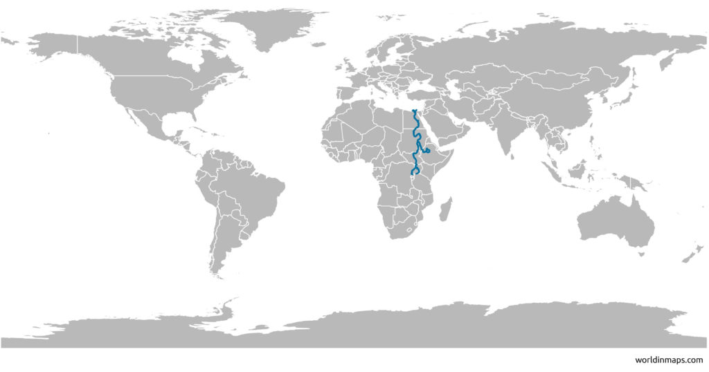 location of the Nile river on the world map