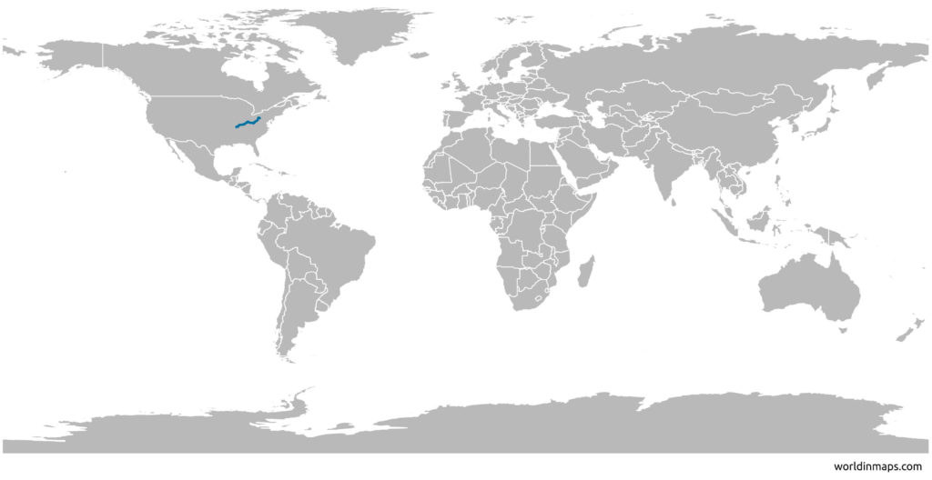 location of the Ohio river on the world map