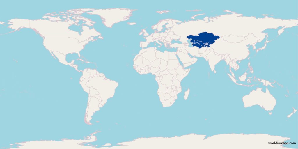 Central Asia on World map