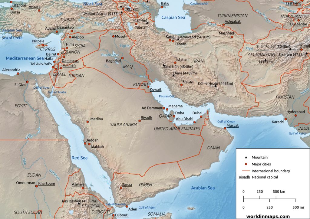 map of middle east
